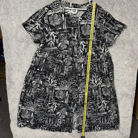 Vintage 90s Y2K Hilo Hattie Dress 3XL Plus Hawaiian Aloha Muumuu Tribal Coastal - Picture 2 of 10